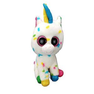 Ty Beanie Boos Unicorn Harmonie VelveTy Confetti Rainbow Pink Glitter 6 inch